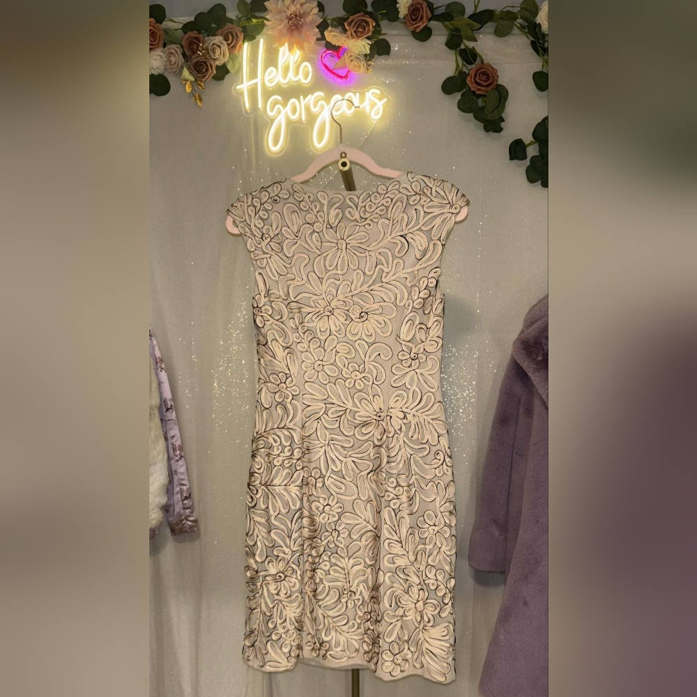 Vintage Sue Wong Size 4 Champagne Soutache Embroidered Cocktail Dress - Picture 3 of 4